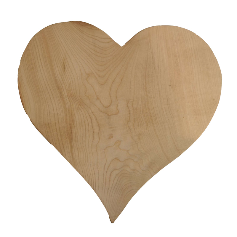 Pyrography Blank - 
​Sycamore (Heart)